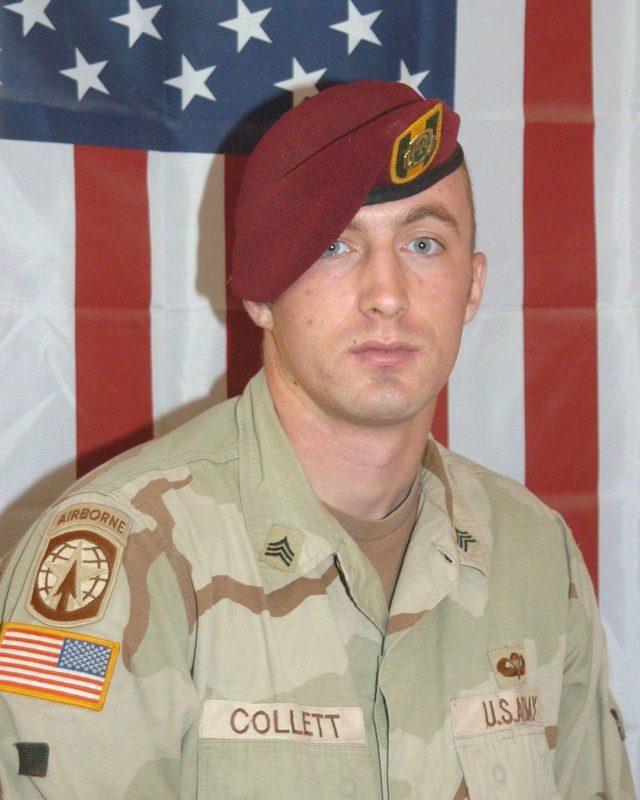 Zachariah Collett in uniform and maroon beret